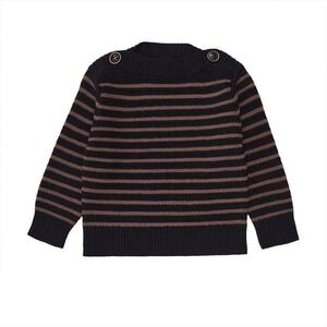 FUB Baby Boatneck Blouse Dark Navy Nutmeg Striped Wool Sweater Size 56 0-2M NWT
